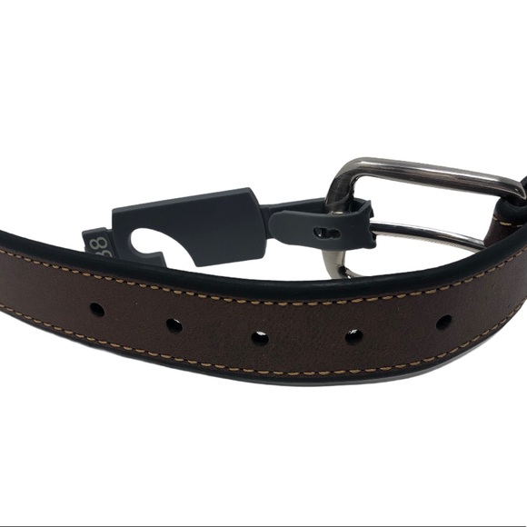 NEW NORDSTROM Fenny Bonded Brown Leather Dress Blt - Picture 7 of 10